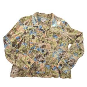 Novelty Scenic Landscape Print Jacket XL 2008 Artsy Teacher Cottagecore 00s